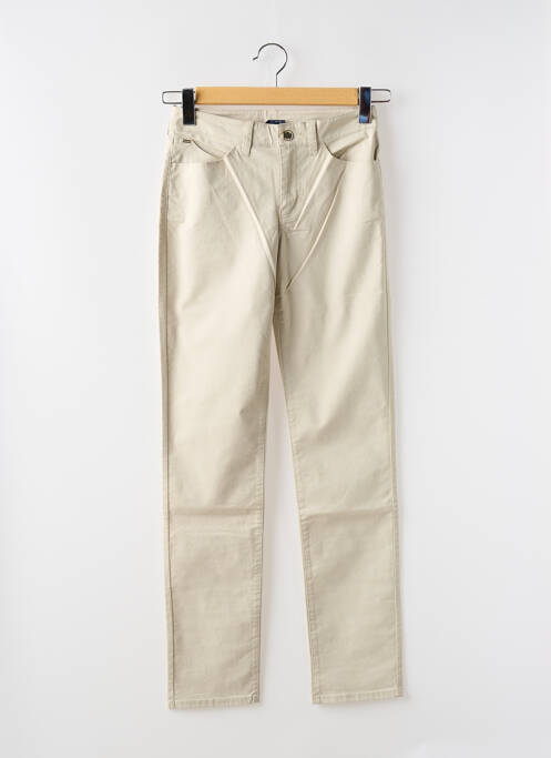 Pantalon droit fermeture zippée sous rabat boutonné beige ARMANI femme