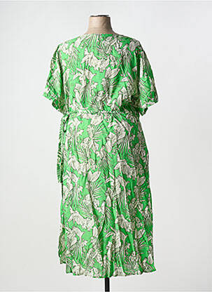Robe mi-longue coupe fluide manches courtes vert AGATHE & LOUISE femme