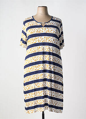 Robe mi-longue imprimé fantaisie manches courtes bleu MSN femme