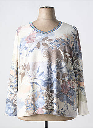 Pull col v manches longues bleu GEVANA femme