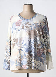 Pull col v manches longues bleu GEVANA femme