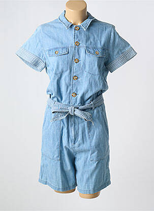 Combishort fermeture boutonnée sur le devant manches courtes bleu KANOPE femme
