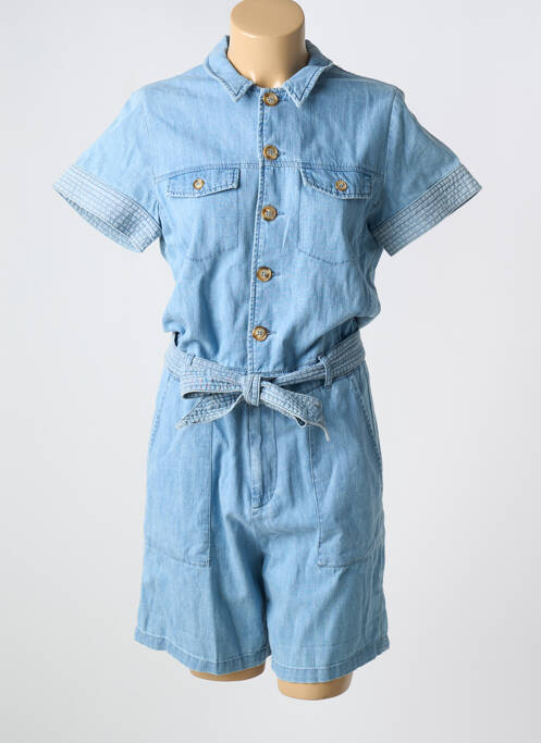 Combishort col chemisier manches courtes bleu KANOPE femme