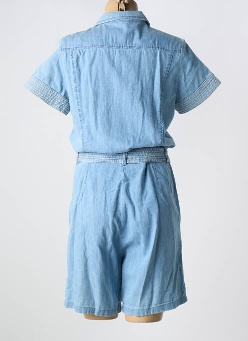 Combishort col chemisier manches courtes bleu KANOPE femme