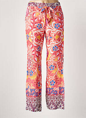 Pantalon droit tissage popeline taille normale orange MASSANA femme