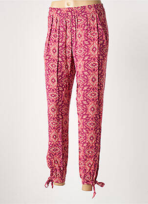 Pantalon droit tissage popeline taille haute rose MASSANA femme