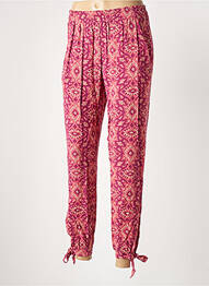 Pantalon droit tissage popeline taille haute rose MASSANA femme