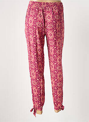 Pantalon droit tissage popeline taille haute rose MASSANA femme