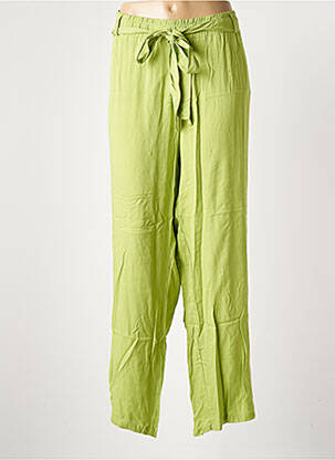 Pantalon droit tissage popeline taille normale vert CAPUCCINO femme