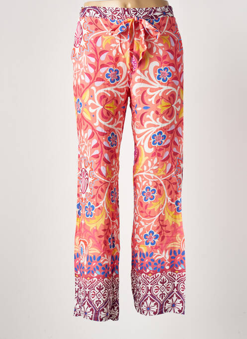Pantalon droit tissage popeline taille normale orange MASSANA femme
