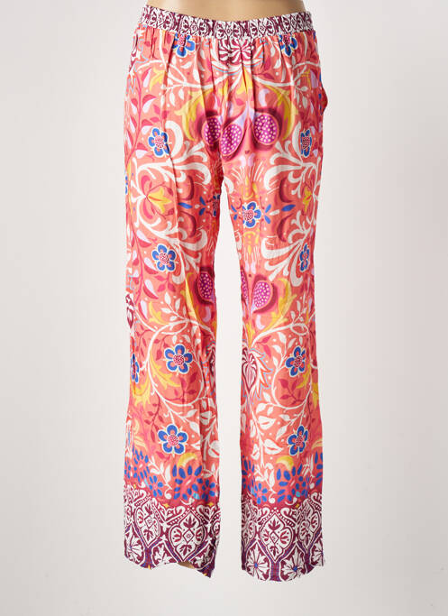 Pantalon droit tissage popeline taille normale orange MASSANA femme