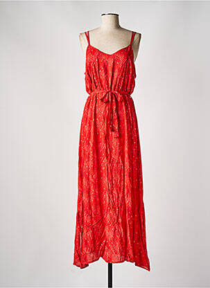 Robe longue imprimé fantaisie fines bretelles rouge J&JOY femme