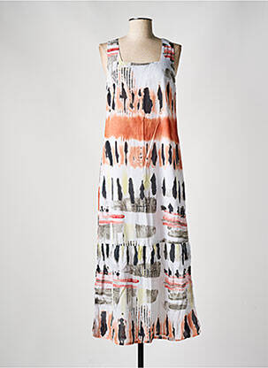 Robe longue imprimé fantaisie fines bretelles orange AGATHE & LOUISE femme