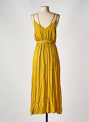 Robe longue coupe fluide fines bretelles jaune J&JOY femme