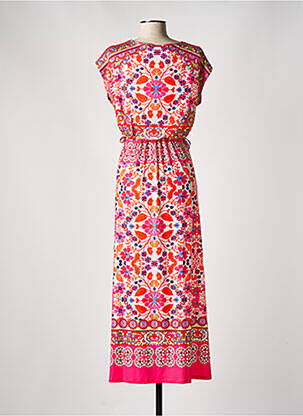 Robe longue imprimé fantaisie manches courtes rose OUI femme