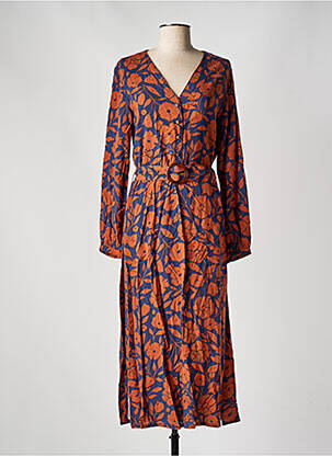Robe longue manches longues manches longues marron KANOPE femme
