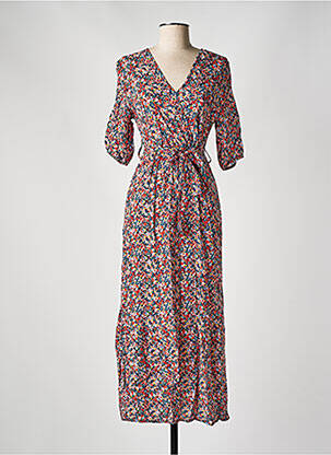 Robe longue imprimé fantaisie manches courtes bleu J&JOY femme
