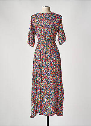 Robe longue imprimé fantaisie manches courtes bleu J&JOY femme