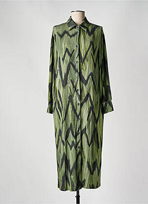 Robe longue manches longues manches longues vert ANDAM femme
