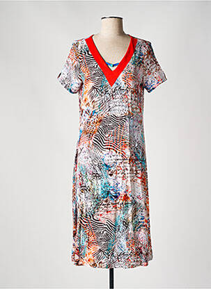 Robe mi-longue coupe fluide manches courtes orange MASSANA femme