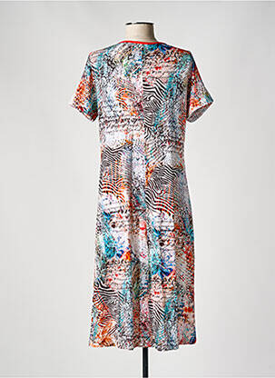 Robe mi-longue coupe fluide manches courtes orange MASSANA femme