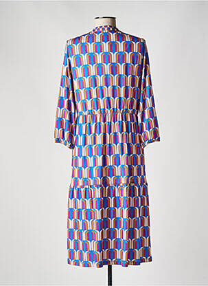 Robe mi-longue coupe fluide manches 3/4 bleu OUI femme