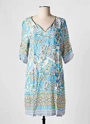 Robe courte manches courtes manches courtes bleu MSN femme