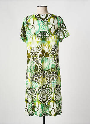 Robe mi-longue imprimé fantaisie manches courtes vert MSN femme