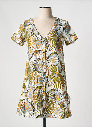 Robe courte coupe évasée manches courtes vert J&JOY femme