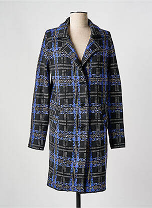 Manteau long coupe droite sans capuche bleu LOU LOU BY NALO femme