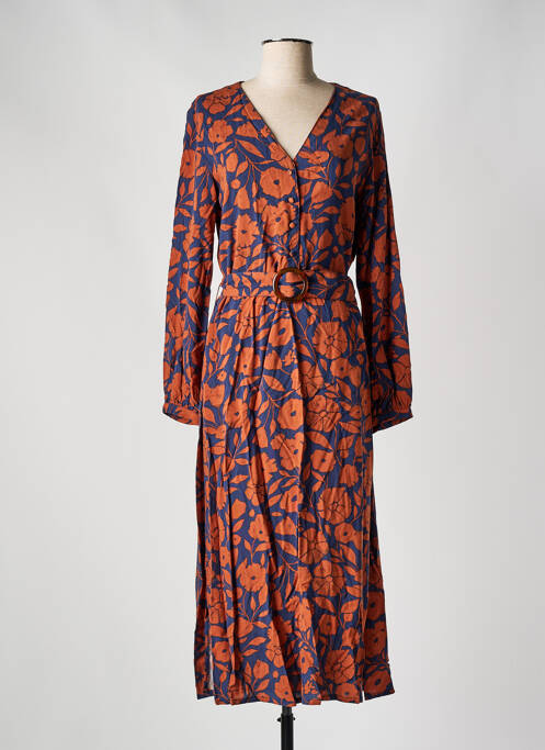 Robe longue manches longues manches longues marron KANOPE femme