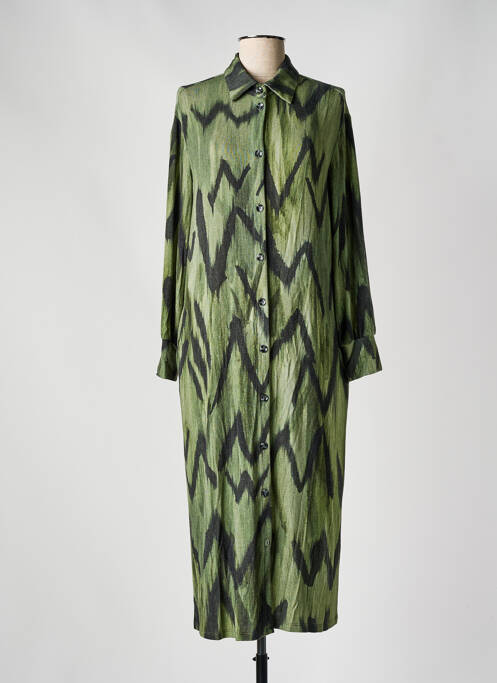 Robe longue manches longues manches longues vert ANDAM femme