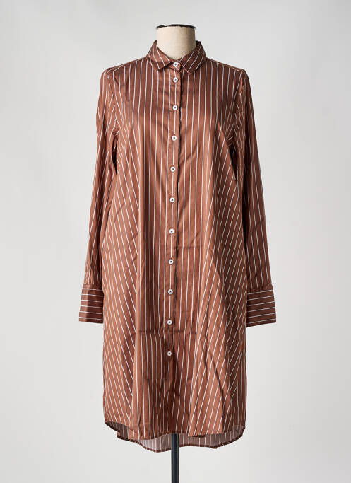 Robe mi-longue manches longues manches longues marron ETERNA femme