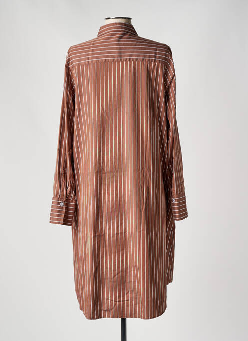 Robe mi-longue manches longues manches longues marron ETERNA femme