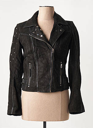 Veste en cuir poches noir BLUE MONKEY femme