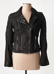Veste en cuir poches noir BLUE MONKEY femme