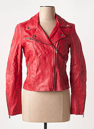 Veste en cuir poches rouge BLACK LINES femme