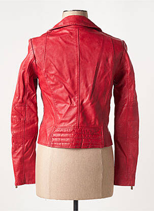 Veste en cuir poches rouge BLACK LINES femme
