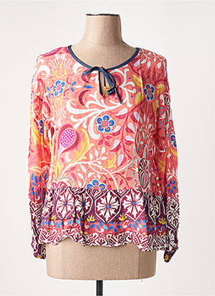 Blouse tissage popeline manches longues orange MASSANA femme