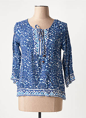 Blouse imprimé fleurs manches 3/4 bleu AGATHE & LOUISE femme