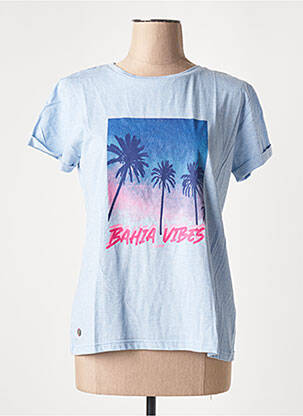 T-shirt sérigraphie manches courtes bleu J&JOY femme