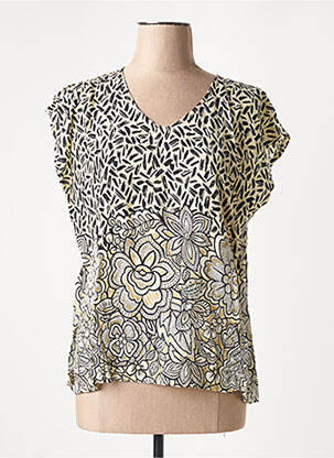 Blouse imprimé fantaisie manches courtes beige MASSANA femme