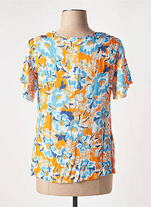 Blouse imprimé fleurs manches courtes orange GEVANA femme