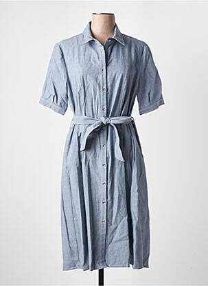 Robe mi-longue manches courtes manches courtes bleu EDAS femme