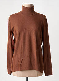 Pull col roulé stretch manches longues marron L'ATELIER D'ANNA femme