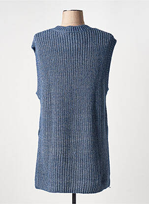 Pull tunique tissage chiné sans manche bleu OUI femme
