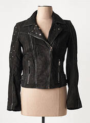 Veste en cuir noir BLUE MONKEY pour femme seconde vue