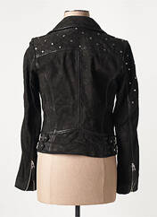 Veste en cuir noir BLUE MONKEY pour femme seconde vue