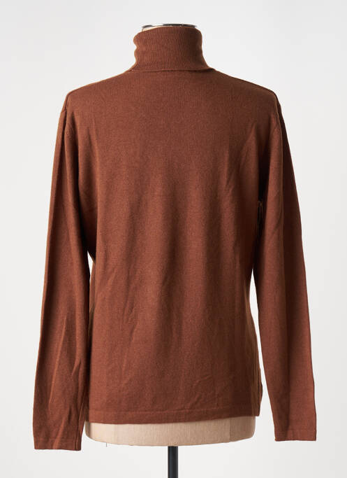 Pull col roulé stretch manches longues marron L'ATELIER D'ANNA femme