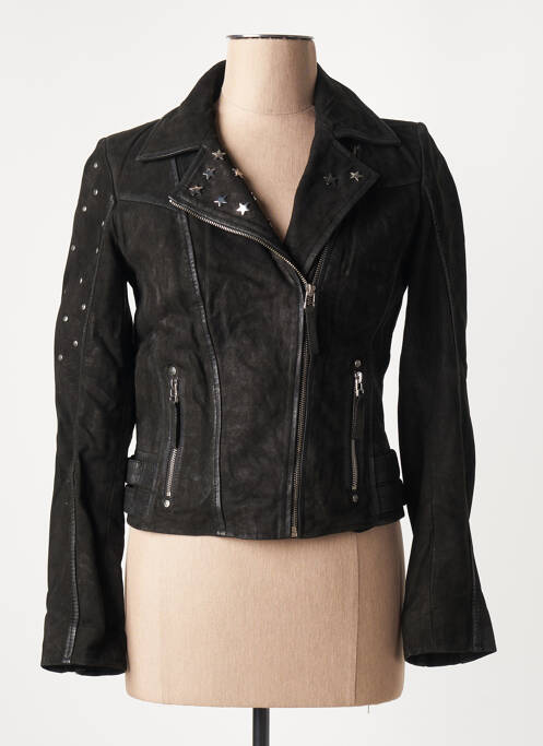 Veste en cuir noir BLUE MONKEY pour femme